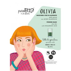 Olivia Maschera viso Peel-Off per Pelle Grassa con  Acido Ialuronico latte di spirulina